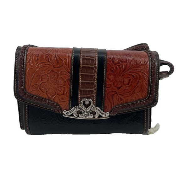Tooled Leather Faux Alligator Mini Leather Wallet Compartment MC Marc Chantal - Picture 1 of 13